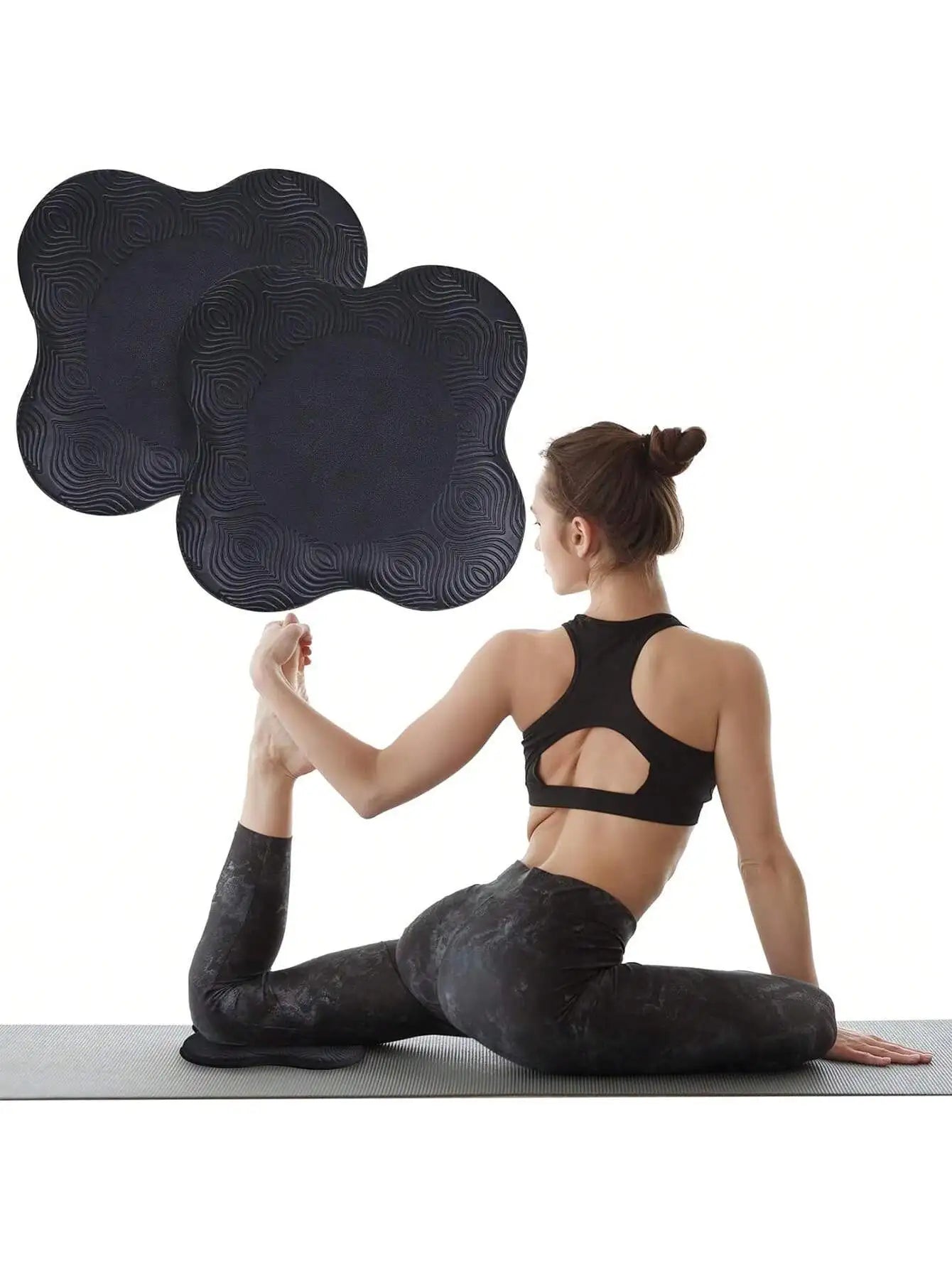 2 Pieces Pilates Exercise Non-Slip Yoga Knee Pad - Pilates Workout Durable Portable Thick Cushion Supports Knee Joint Protection