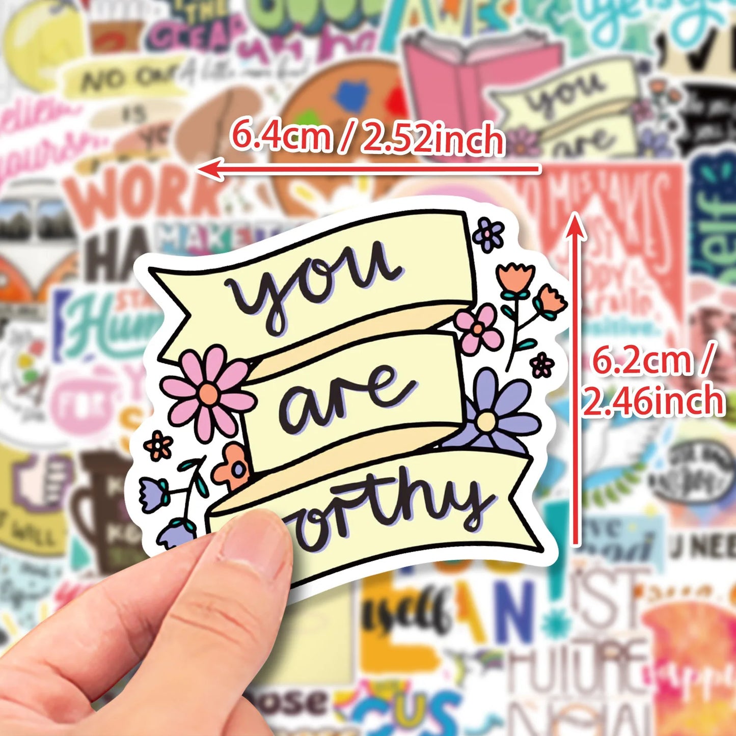 50Pcs Inspirational Stickers for Water Bottles, Motivational Stickers for Teens, Students, Teachers, Vinyl Waterproof Durable