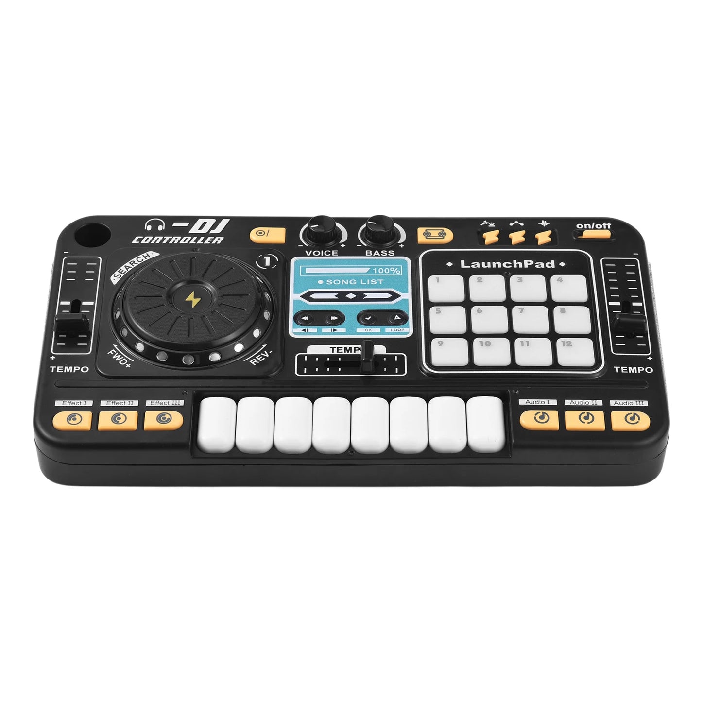 Kid Electricity DJ Mixer with Microphone Electronic Piano Keyboard DJ Turntable Controller Turntable Instrument Kid Birthday Gif