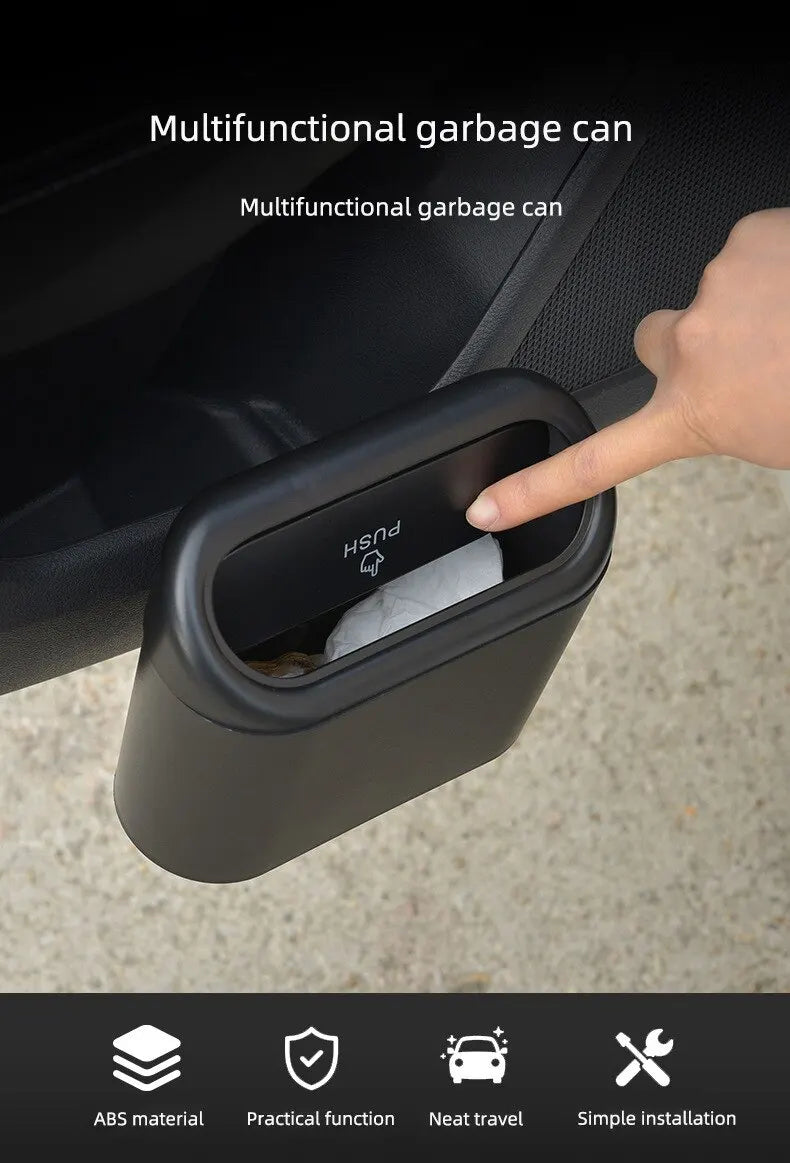 Portable Car Trash Can Hanging Mini Vehicle Garbage Organization With Lid Multifunctional Folding Automotive Garbage Storage Box
