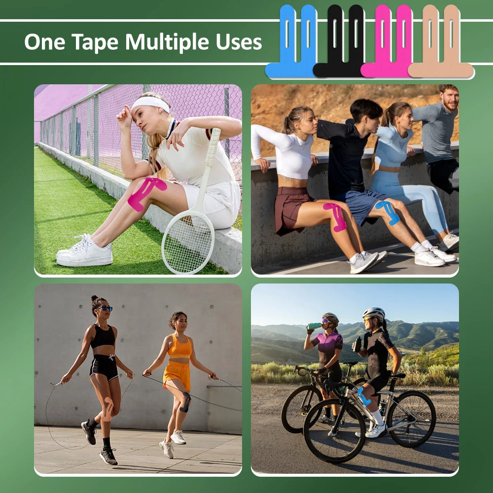 5PCS Elastic Knee Support Tape - Precut Kinesiology Knee Stickers for Stability & Joint Protection, Breathable & Hypoallergenic