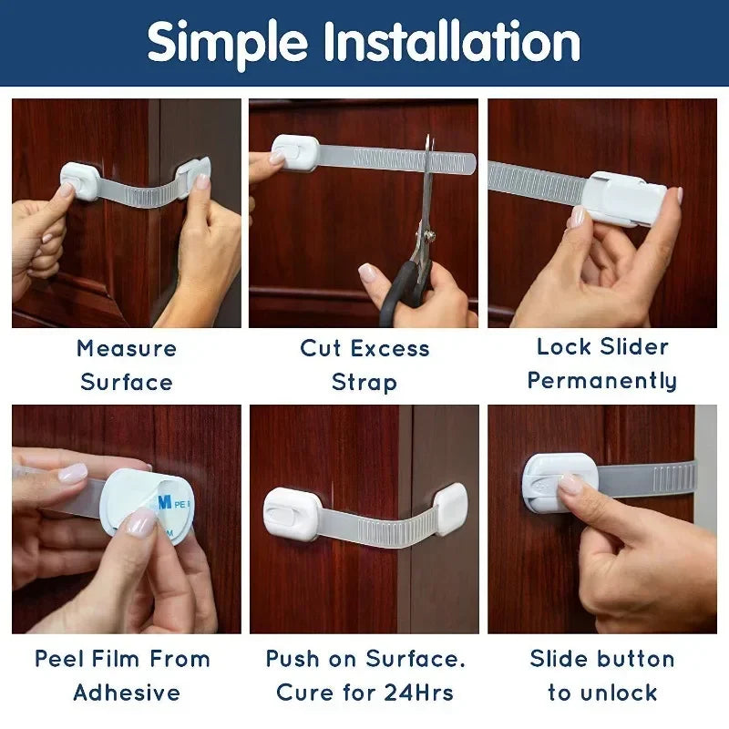 Baby Safety Lock Drawer Child Safety Cabinet Locks  Baby Safe Straps Adhesive Cabinet Drawer Door Latches  baby safety