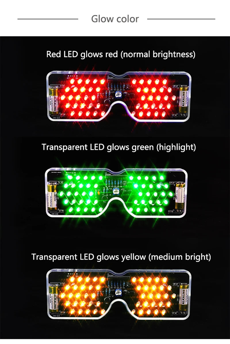 Voice Activated LED Light Emitting Glasses Making Kit Light-emitting Diode Flashing Light DIY Electronic Kit Soldering Assembly