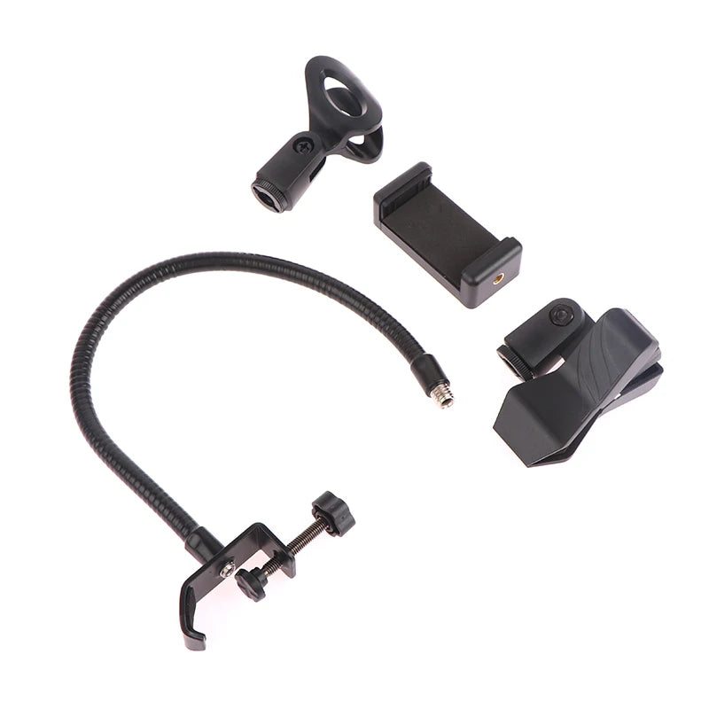 Flexible Microphone Gooseneck phone Stand with Desk Clamp for Radio Studio Live Broadcast Equipment Stations Universal Holder