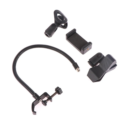 Flexible Microphone Gooseneck phone Stand with Desk Clamp for Radio Studio Live Broadcast Equipment Stations Universal Holder