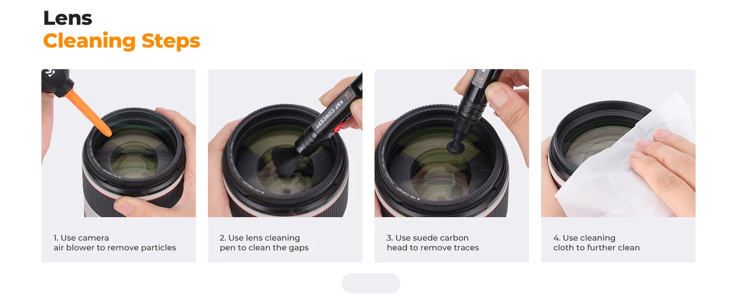 K&F Concept Camera Lens Cleaning Kit with Camera Blower Glasses Wipes Cloth Cleaning Liquid Cleaning Pen for Camera Lens Phone