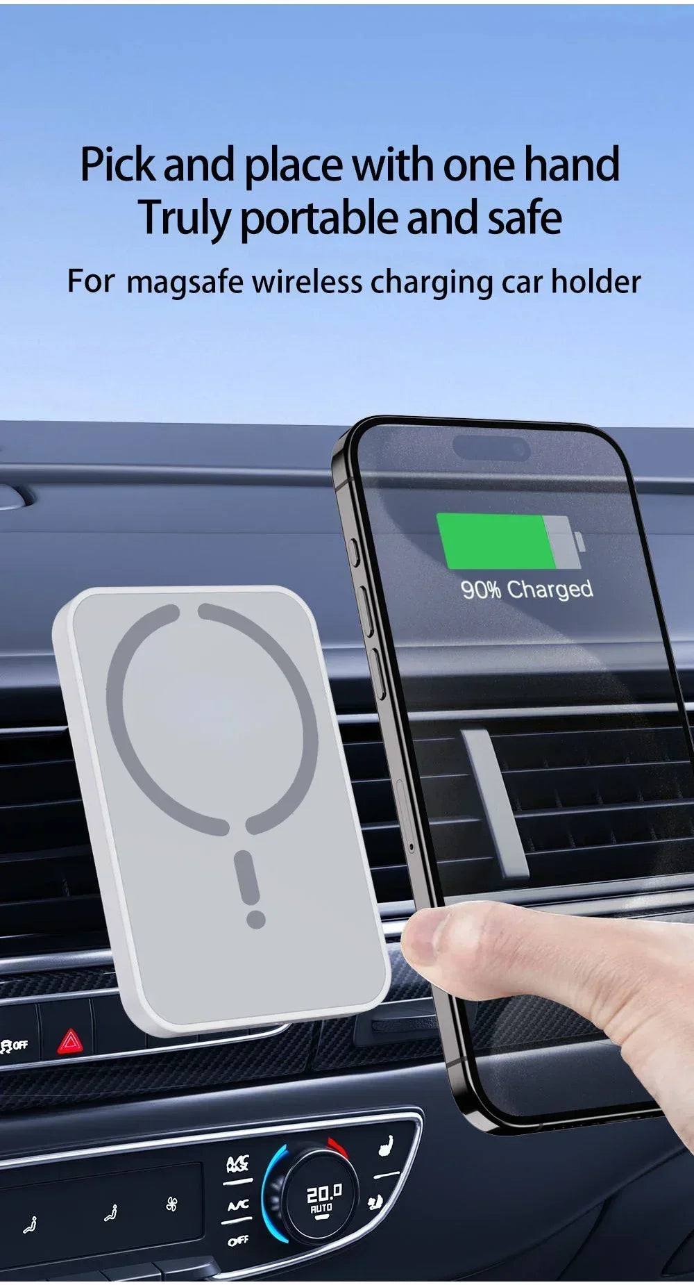 Wireless Charging Magnetic Air Outlet Phone Holder Stand 30W Quick Charging Pad For Magsafe iPhone 16 15 14 13 12 Pro Max 12 XS