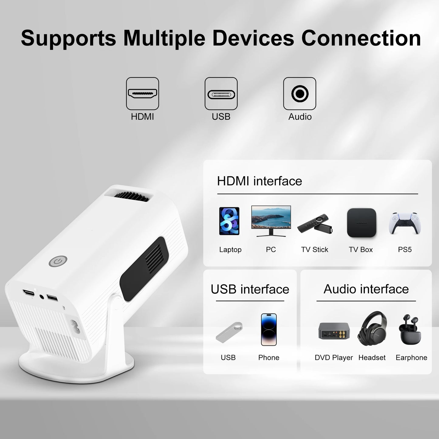 Salange P330W Mini Projetor Android 11 280 ANSI 4K 8K 1080P Wifi6 BT5.0 Home Cinema Portable Projector Android/IOS Video Theater