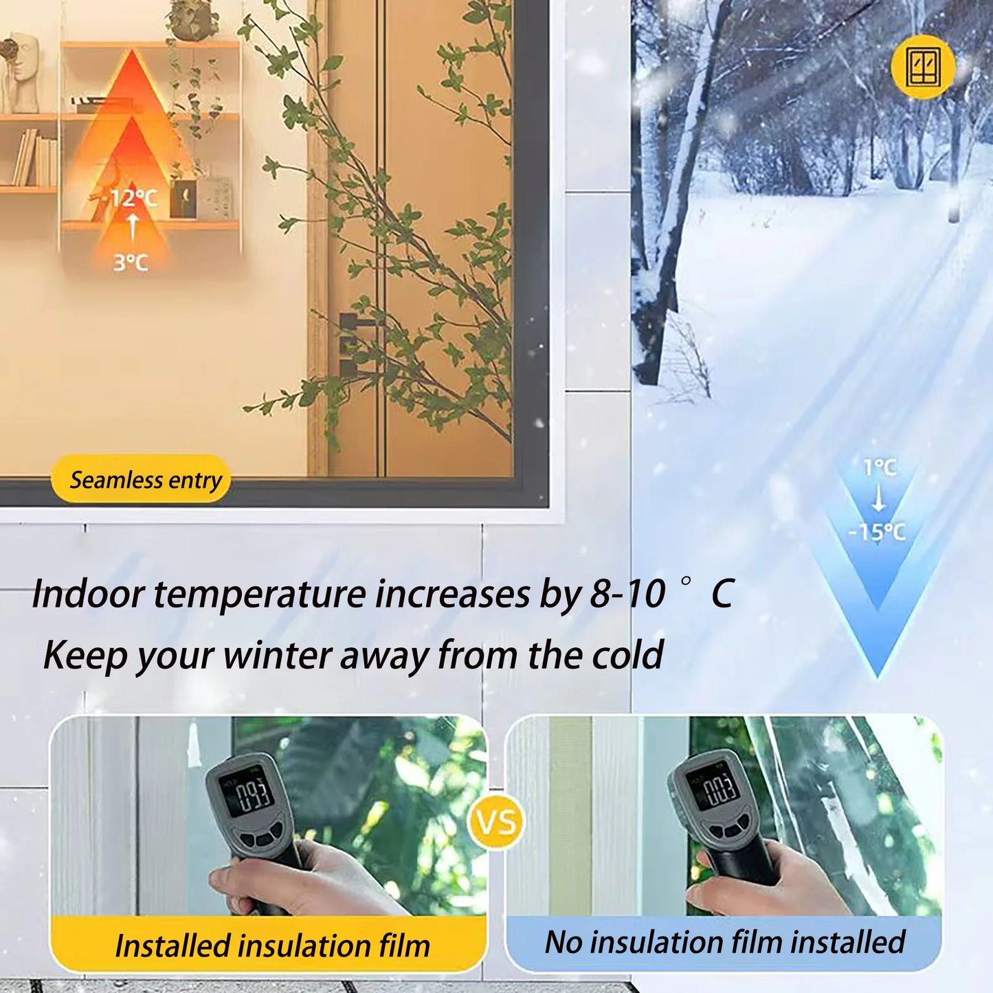 Window insulation film, winter indoor windproof and warm windows, energy-saving transparent film, screen window, door curtain