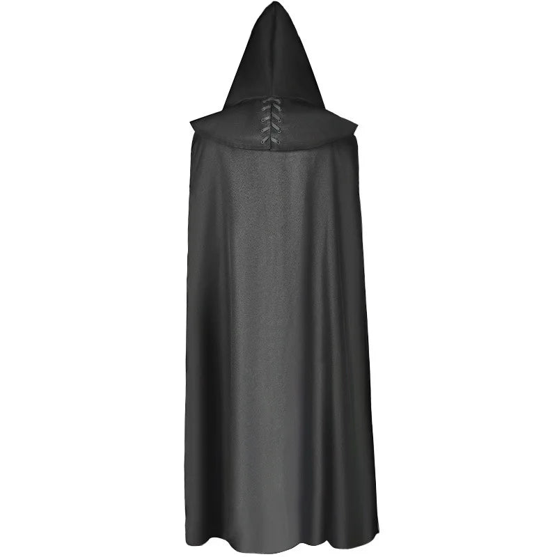 2025 Vintage Euro-American Medieval Wizard Cosplay Costume, Halloween Gothic Hooded Wizard Death Cloak Cape Unisex ,Plus Size
