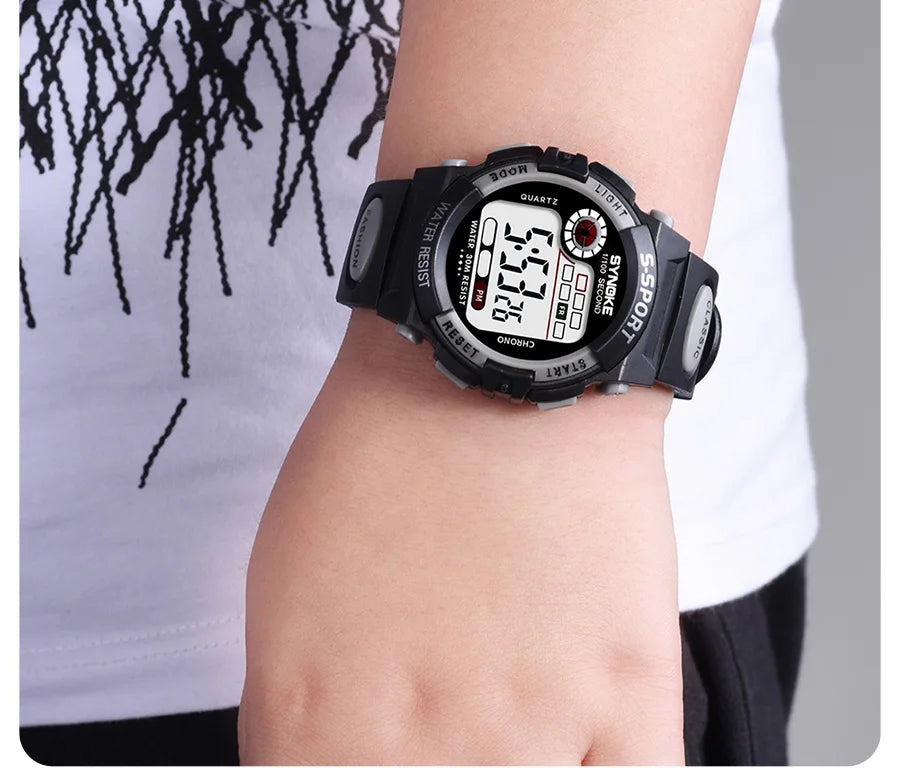 Student Sport Watches For Kids Colorful Electronic Watches Waterproof Clock Children Digital Watch For Boys Fashions Synoke