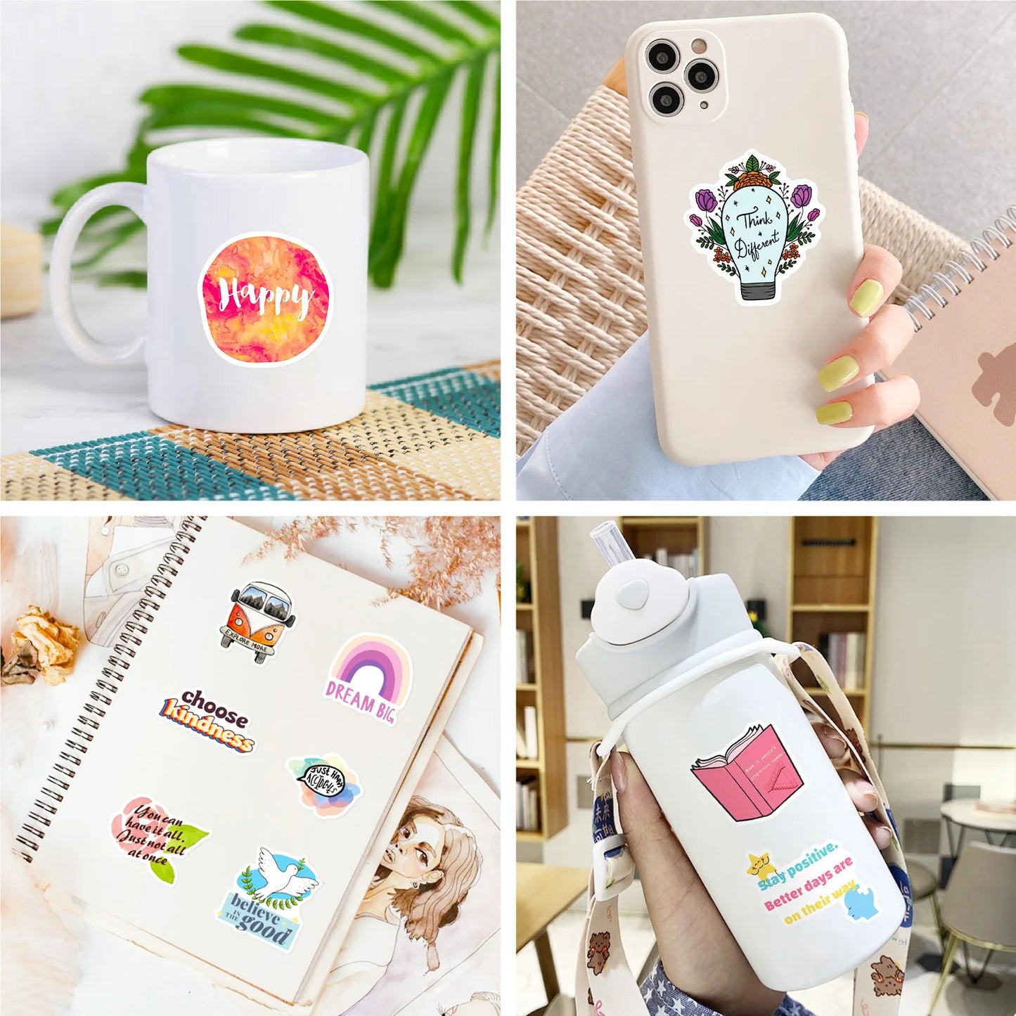 50Pcs Inspirational Stickers for Water Bottles, Motivational Stickers for Teens, Students, Teachers, Vinyl Waterproof Durable