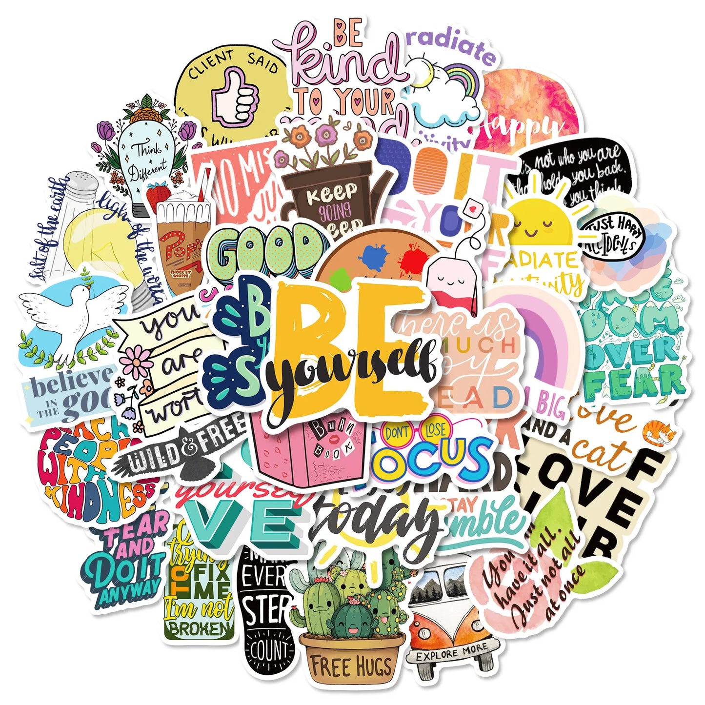 50Pcs Inspirational Stickers for Water Bottles, Motivational Stickers for Teens, Students, Teachers, Vinyl Waterproof Durable