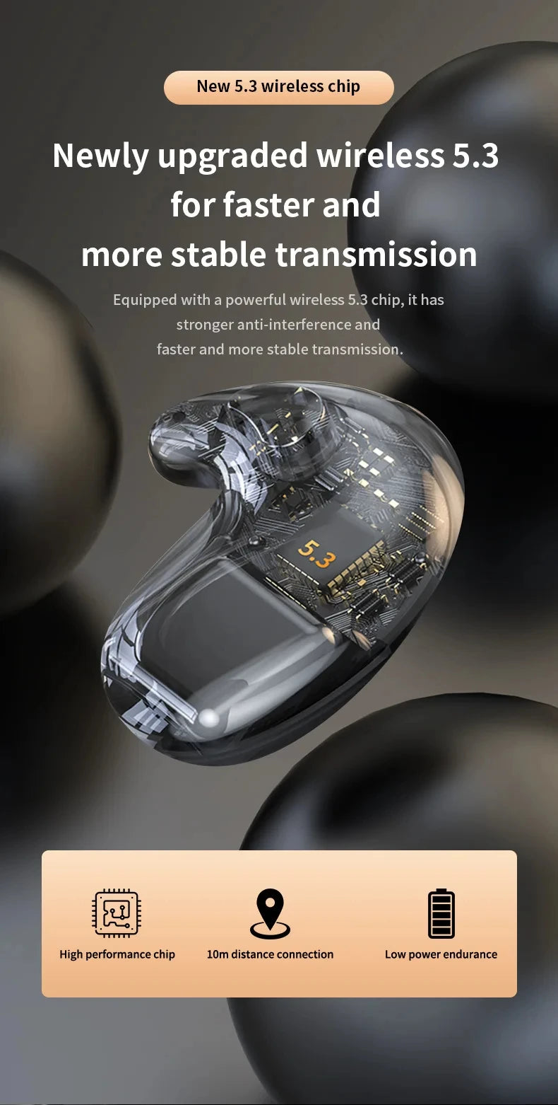 Sleep Invisible Headset Noise Cancelling Wireless Headsets Waterproof Sports Stereo With Mic Bluetooth Earohone