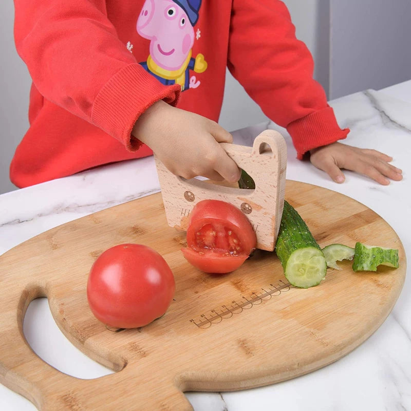 Wooden Montessori Knife Kids Cooking Toys Educational Safe Knives Cut Fruit Basic Toys & Life Skills Kitchen Tools For Toddlers