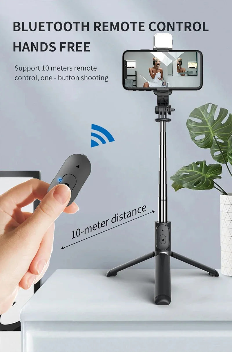 New Selfie Stick 1045mm Wireless Bluetooth Remote Shutter LED Fill Light Extended Stable tripod for Android IOS Cellphone