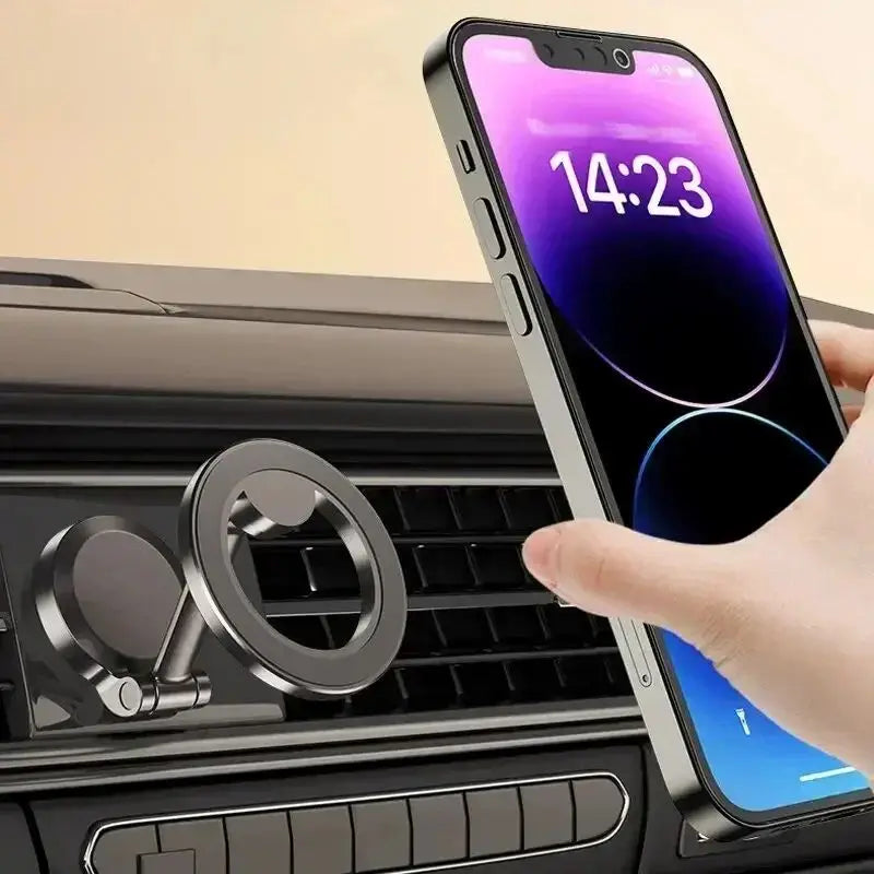 Strong Magnetic Phone Holder – 360° Swivel Adjustable Car Mount with Back Sticker, Universal Magsafe-Compatible for Smartphones