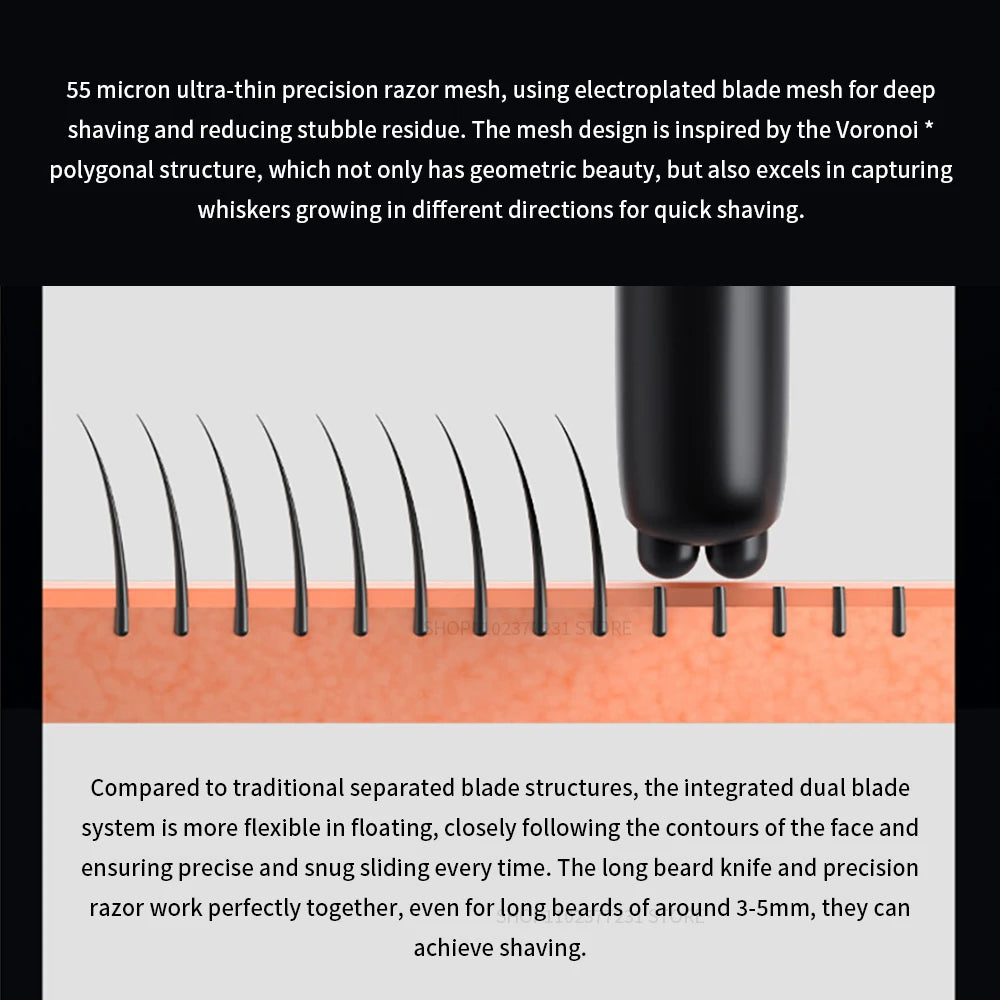 Xiaomi Mijia Electric Shaver Dual Cutter Blade Reciprocating High-Speed Motor Magnetic Suction IPX7 Waterproof Portable Razor