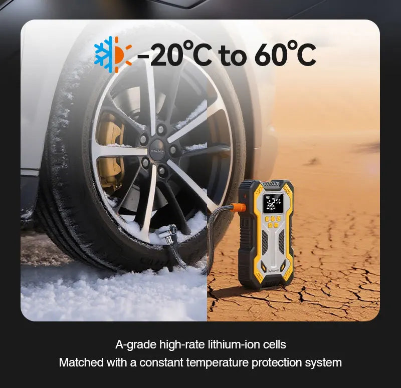Jump Starter with Air Compressor 7000A Portable Car Battery Booster (9.0 Gas/6.5L Diesel) with 160PSI Auto-Shutoff Tire Inflator