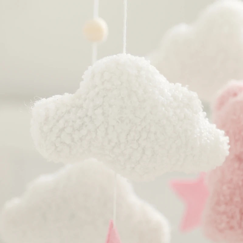 Baby Crib Mobile Rattle Toy 0-12Months Infant Soft Felt mobile Teddy Velvet Bear Bed Bell Hanging Toy Holder Bracket Crib Toy