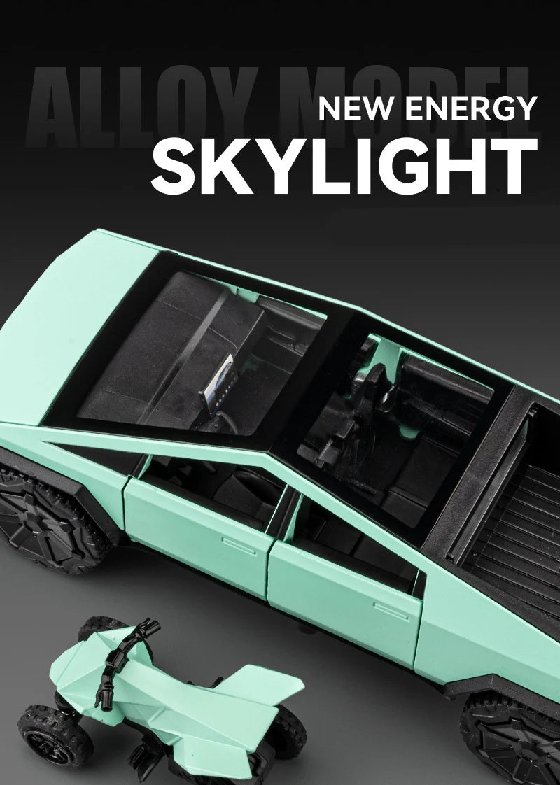 1/32 Cyber toy truck Pickup Alloy Car Truck Model Diecasts Metal Off-road Vehicles Model Simulation Sound Light Kids Toys Gift