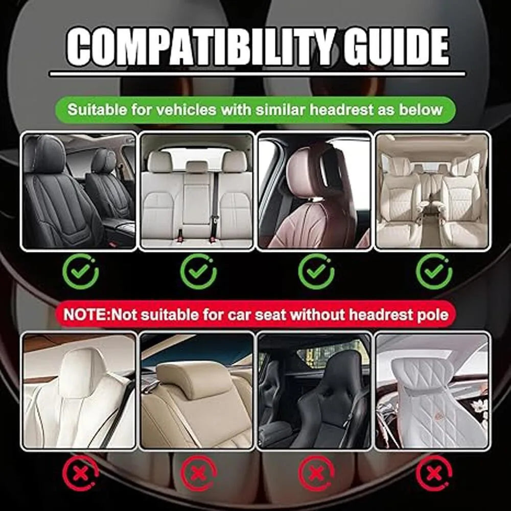 2PCS Scary Smile Face Car Headrest Covers Horror Grinning Print Black Auto Headrest Protector Universal Halloween Decor
