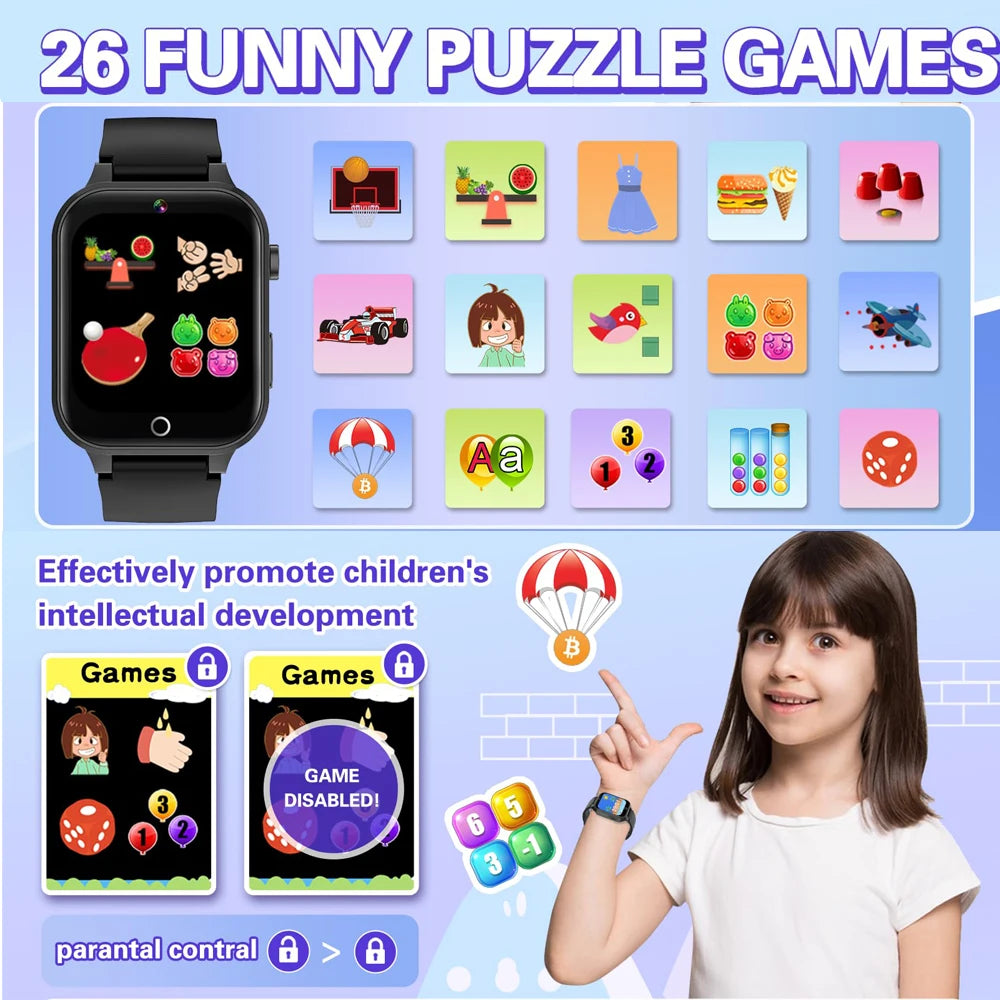 Kids Smart Watches For Girls Boys With 26 Games Touch Screen  Camera Pedometer Video MP3 Alarm Kids Digital Watch Birthday Gift
