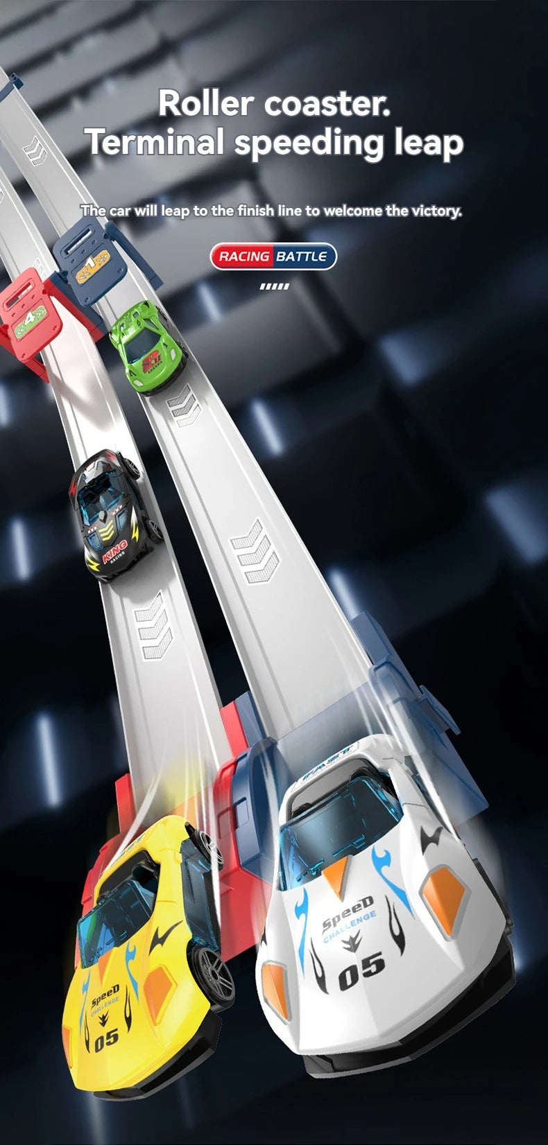 Rail Car Track with Race Track Racing Set Toy Vehicle Alloy Car Kids Catapult Car Competitive Play Game for Kids Toy Christmas
