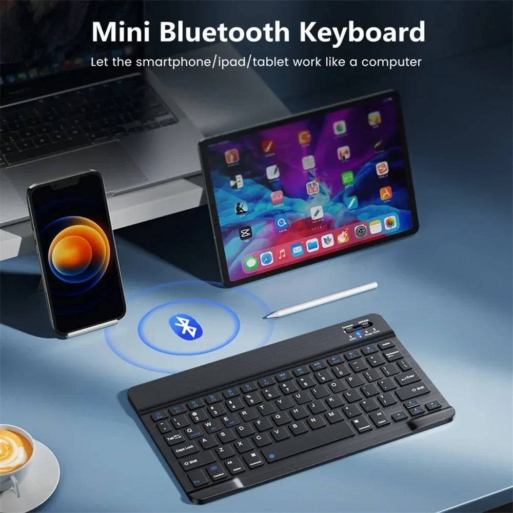 Mini Wireless Bluetooth Mouse 10inch BT Spanish Keyboard For iPad 8 10th 9th generation Phone Tablet Portable For Huawei Android
