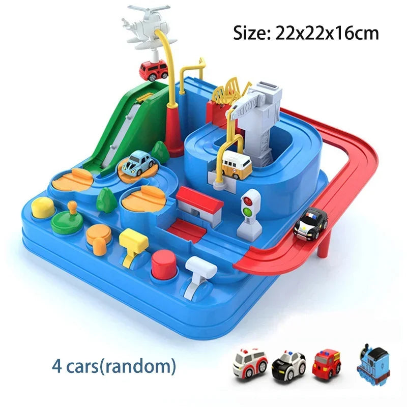 Children educational novelty toys Racing Rail Cars Model inertial gliding track car adventure Mechanical Interactive Toy for kid