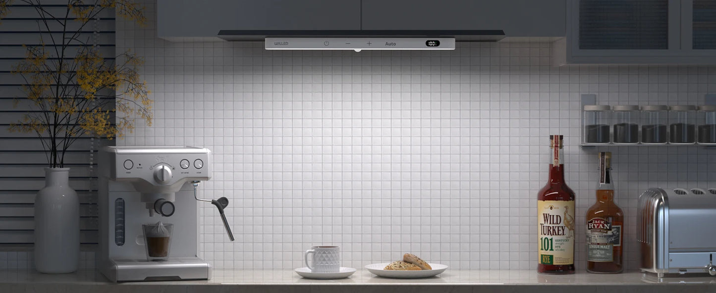 WILLED Under Cabinet Lights Rechargeable Battery Display 60 LED Touch Light Bar Motion Sensor Light Closet Light Night Lights