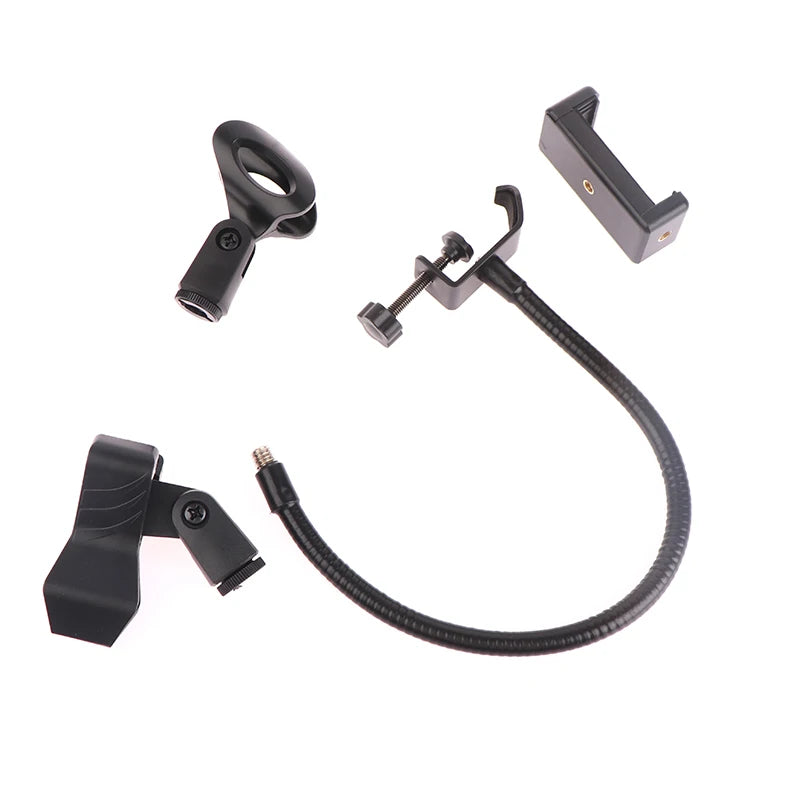 Flexible Microphone Gooseneck phone Stand with Desk Clamp for Radio Studio Live Broadcast Equipment Stations Universal Holder