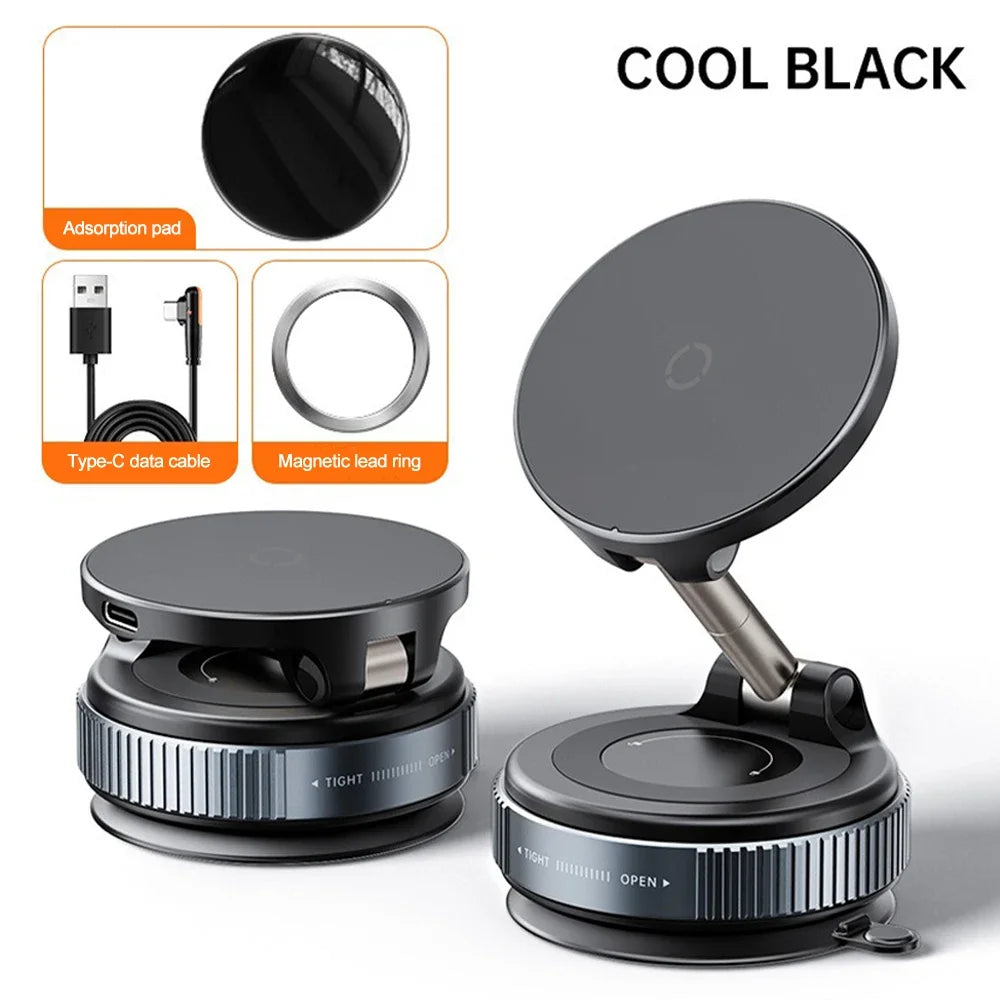 15W Wireless Charging Magnetic Car Phone Holder 360 Degree Rotation Foldable RotatableNavigation Stand Bracket For Smartphones