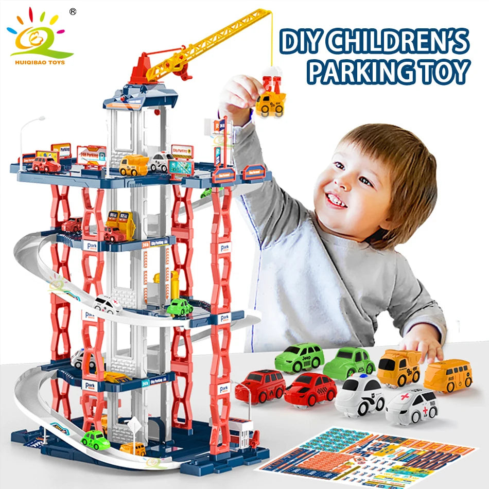 DIY Children's Parking Toy City Car Parking Lot Building Assembly Multi-Layer Rail Track Slot Garage Toys for Children Boy Gifts