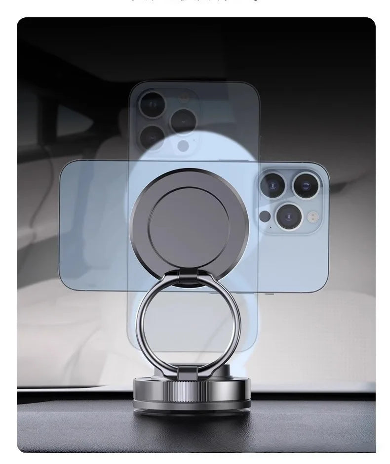Car Mount Vacuum Magnetic Phone Holder 360° Adjustable Foldable Strong Suction Stand for GPS Phone Auto Dashboard Phone Support