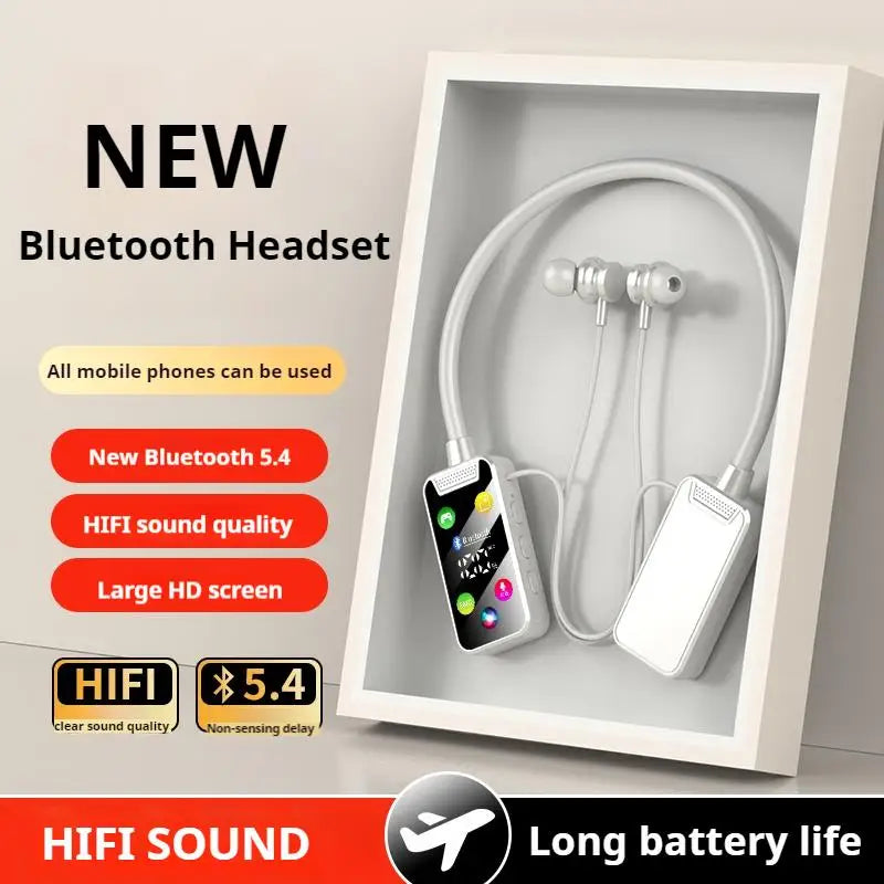 HD Screen HiFi Sound Neckband Long battery Life Wireless Bluetooth5.4 Headphones Earphones Sports Gamer Headsets Noise Reduction