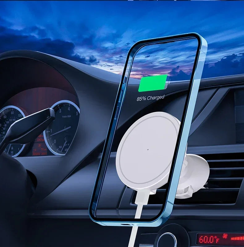 30W Magnetic Car Wireless Charger + Ring For iPhone 12 13 14 15 pro max mini Air Vent Car Phone Holder Stand Fast Car Charging