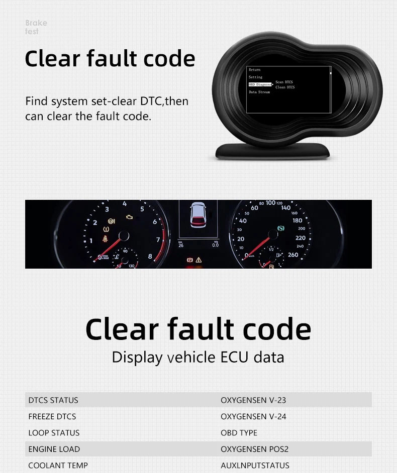OBD2 Car HUD F9 OBD Head Up Display Auto Smart Car On-board Computer Gauge Digital Speedometer Temperature Engine RPM Alarm