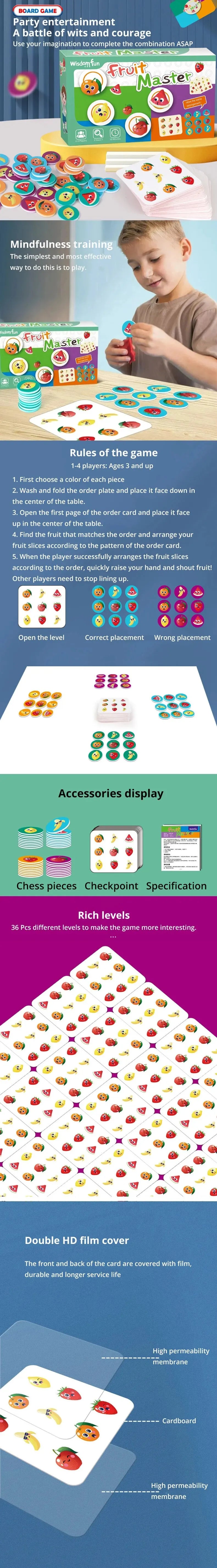 Kids Educational Toys Board Games Fruit Master Color Matching Parent-Child Mindfulness Exercise Interactive Toy