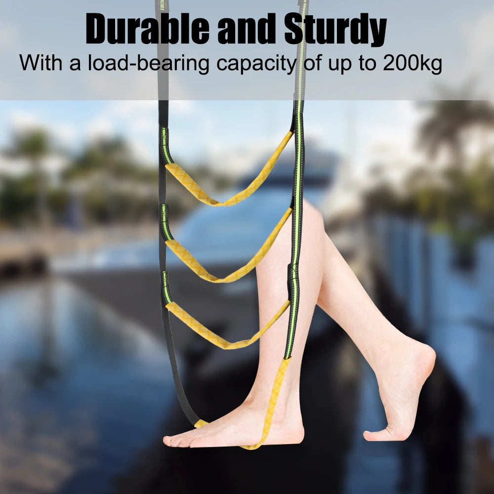 Складная лестница для спуска лодок на воду, портативная лестница для яхт, боковая подвесная лестница, 3/4/5 ступенчатая тросовая лестница для посадки на лодку, мягкая лестница для посадки.