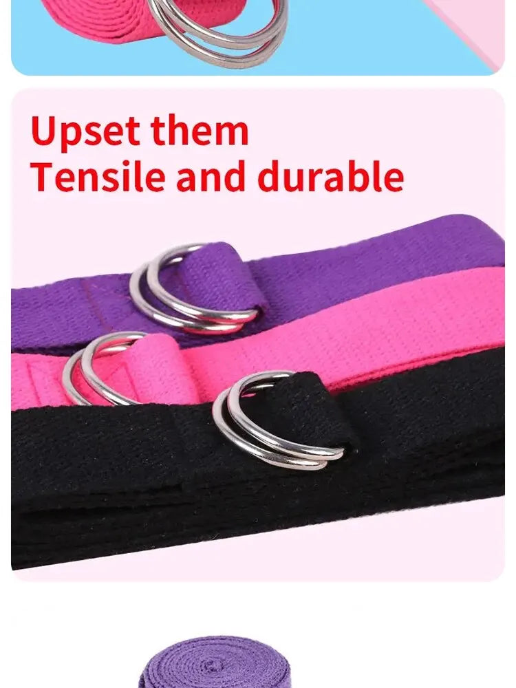 1Pc Yoga Strap For Yoga Pilates Ballet Dance With Adjustable D-Ring Buckle Cotton Yoga Belt For Fitness Daily Stretching