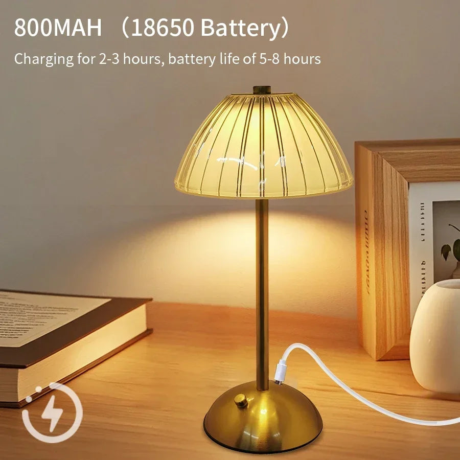 Crystal LED Table Lamp Touch Sensor Desktop Night Light Rechargeable Reading Lamp for Bedroom Bedside Hotel Bar Decor Dimmable