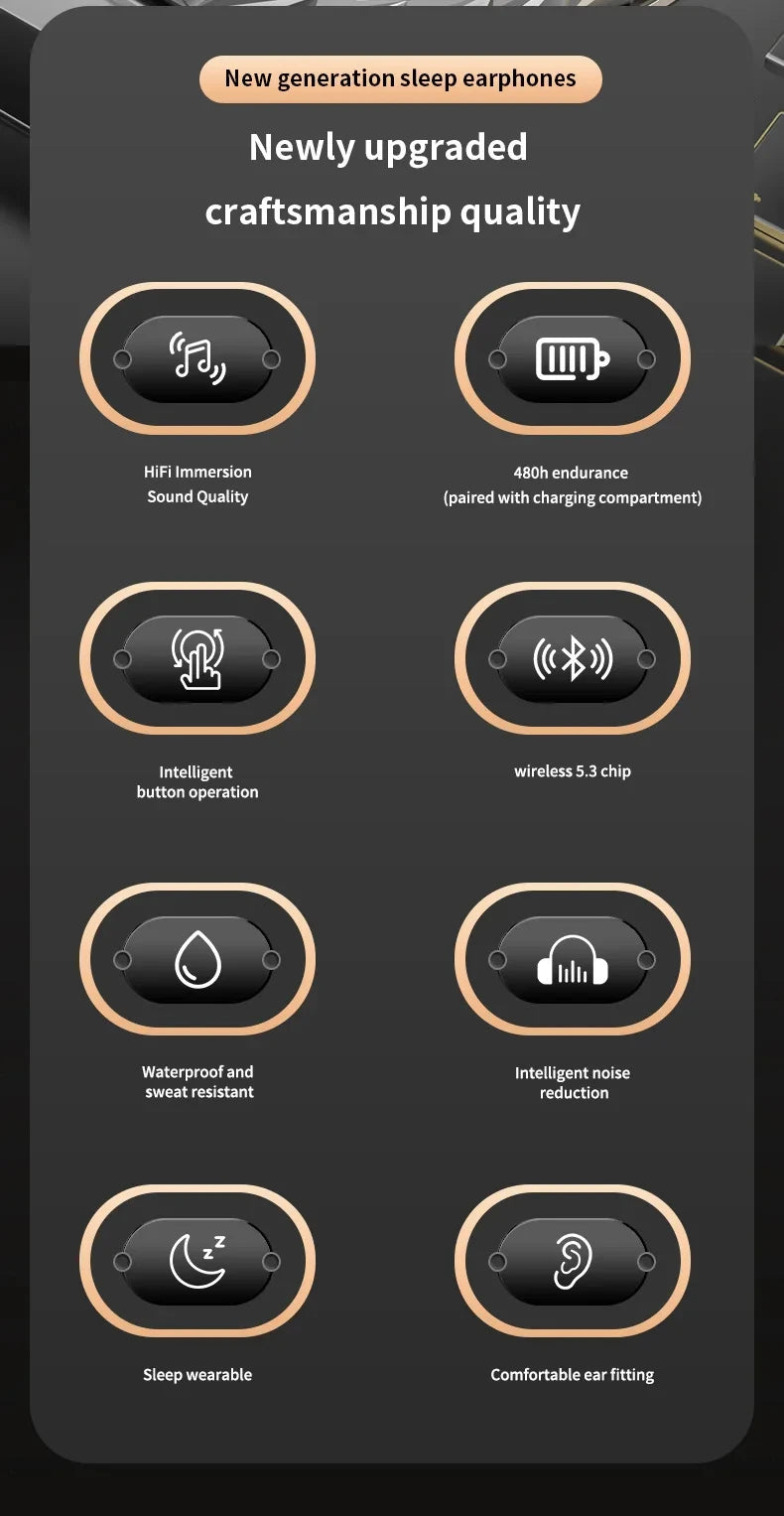 Sleep Invisible Headset Noise Cancelling Wireless Headsets Waterproof Sports Stereo With Mic Bluetooth Earohone
