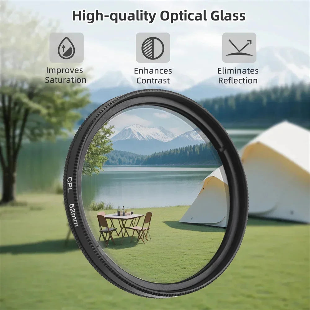 Circular Universal Polarizer Camera Lens Clip 52MM Portable CPL Filter Kit for IPhone 16 15 14 13 Professional Phone Camera Lens