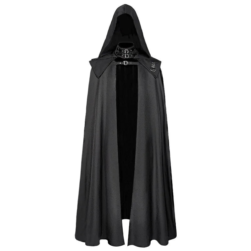2025 Vintage Euro-American Medieval Wizard Cosplay Costume, Halloween Gothic Hooded Wizard Death Cloak Cape Unisex ,Plus Size