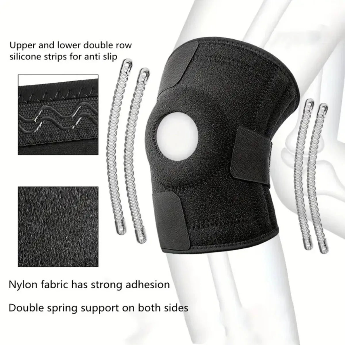 Knee Brace with Side Stabilizers Breathable Adjustable Knee Support Suitable for Sport Training and Knee Pain