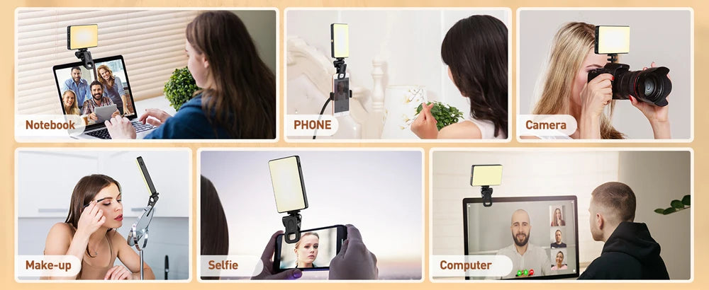 LED Selfie Light Phone Fill Light 120 LED 3000mAh Rechargeable Portable Video Light for Tiktok Vlog Video Conference Selfie