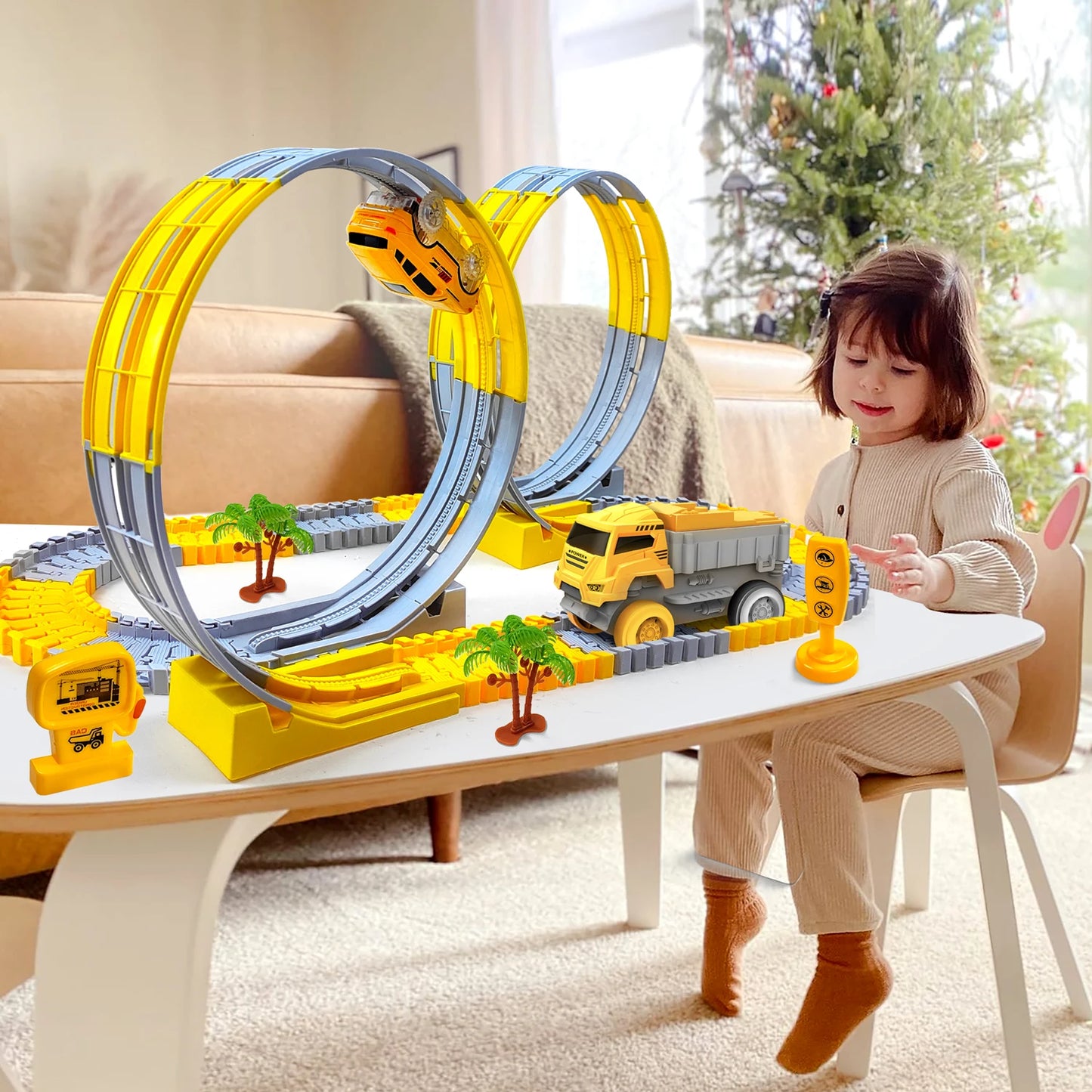 Kids Electric Track Toy Engineering Mini Car Boy Toys Track Car Train Educational Toys for Children Birthday Christmas Gifts