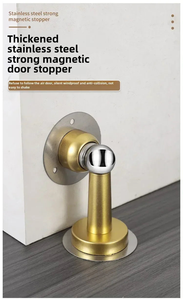 1PCS Stainless Steel Door Stopper Bathroom Magnetic Door Stop Heavy Duty Floor Wall Mount Wind-Proof Door Holder Hardware 2025