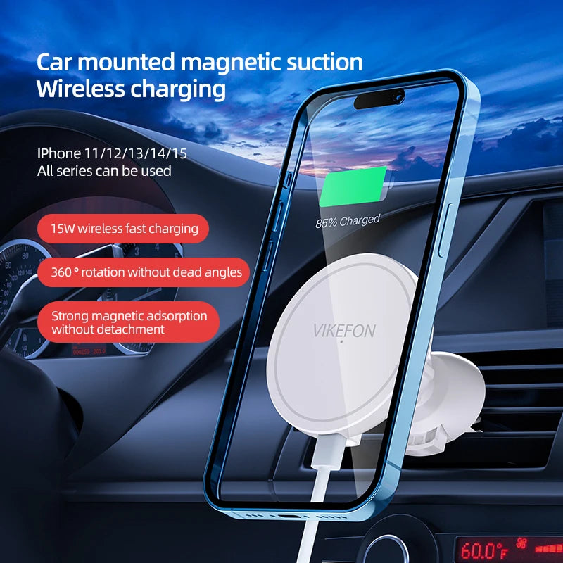 30W Magnetic Car Wireless Charger + Ring For iPhone 12 13 14 15 pro max mini Air Vent Car Phone Holder Stand Fast Car Charging